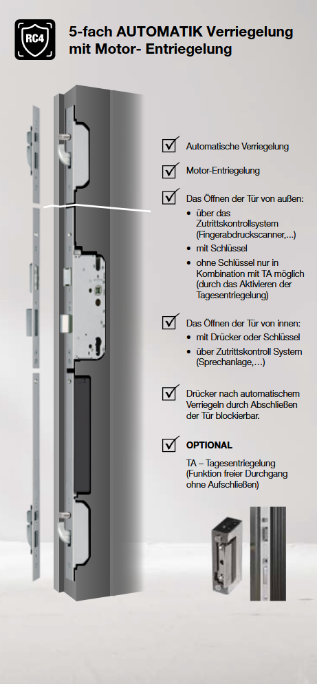 5-fach automatik verriegelung mit motor – entriegelung