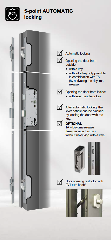 5-point automatic locking